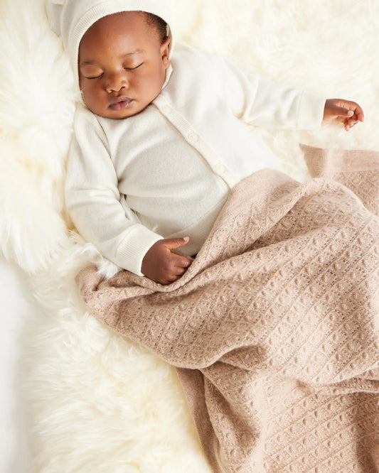 Mongolian Cashmere Pointelle Baby Blanket - US 2851