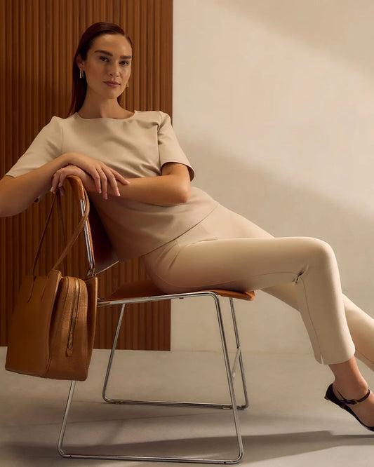 Ultra-Stretch Ponte Pintuck Ankle Pants - US 0019