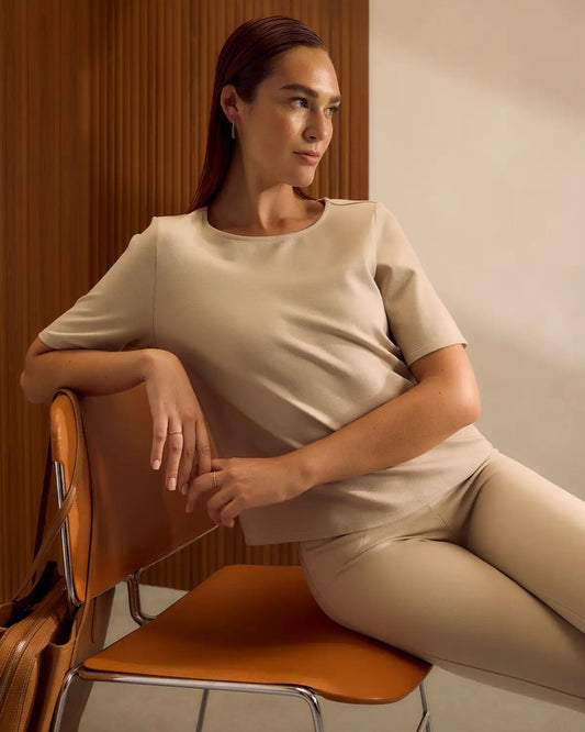 Ultra-Stretch Ponte Short Sleeve Top - US 5094