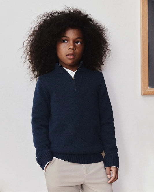 Boys 100% Organic Cotton Quarter-Zip Sweater - US 7775
