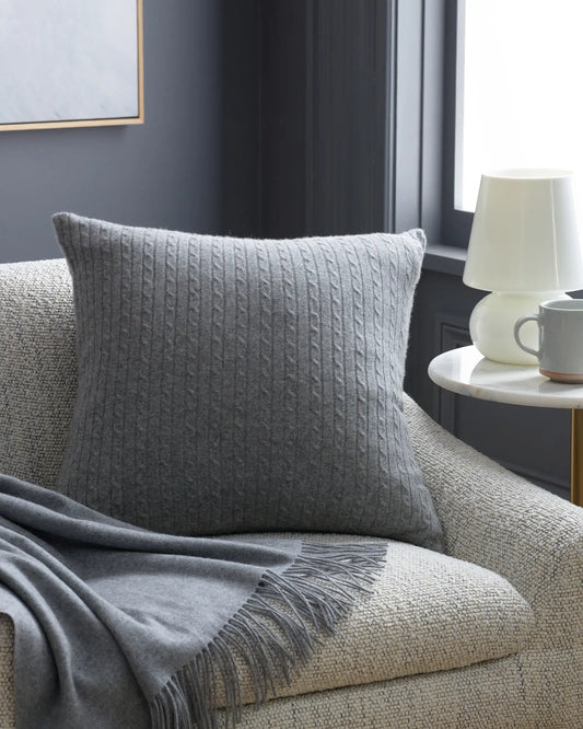 Cable Knit Cashmere Pillow Cover - US 3028