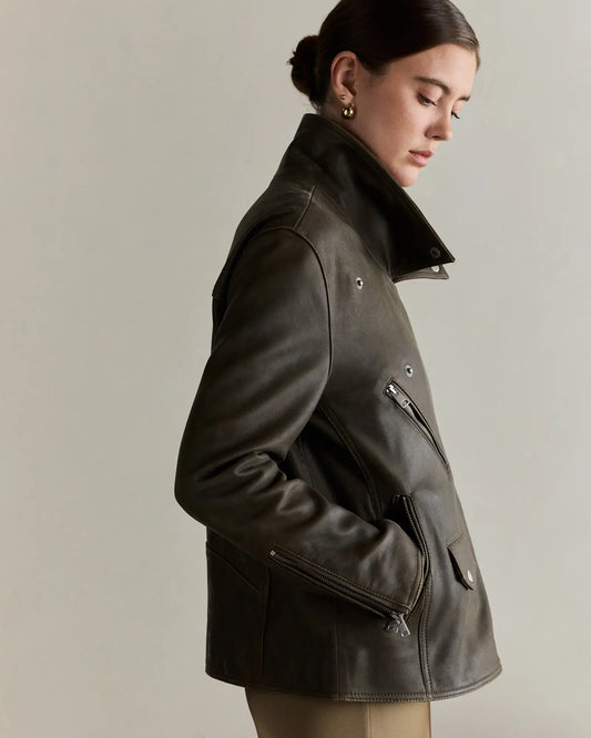100% Leather Oversized Biker Jacket - US 7980