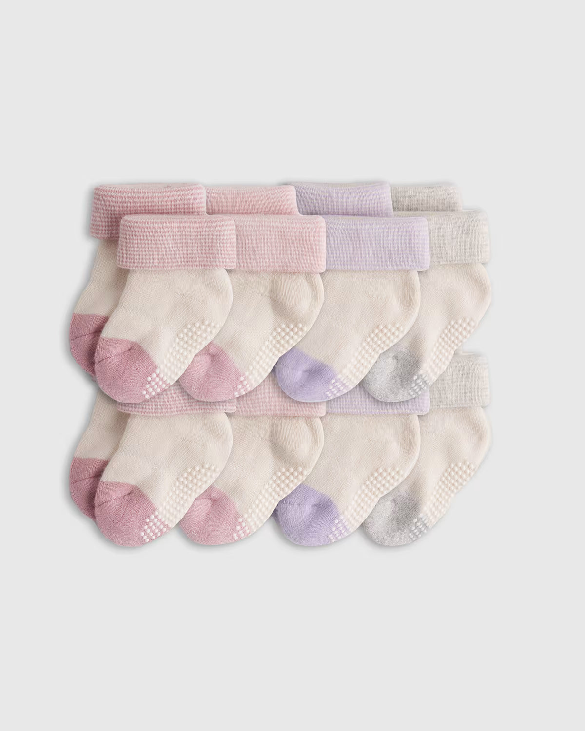 Organic Cotton Gripper Fold Over Socks 8-Pack - US 9868