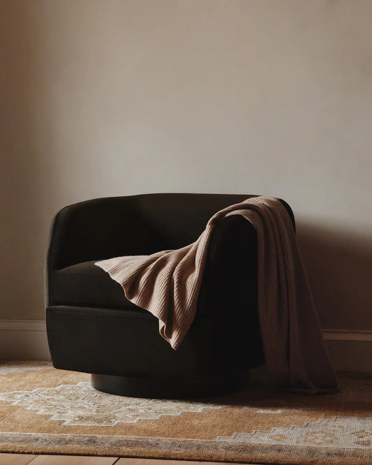 Ribbed Knit Cashmere Throw - US 2307