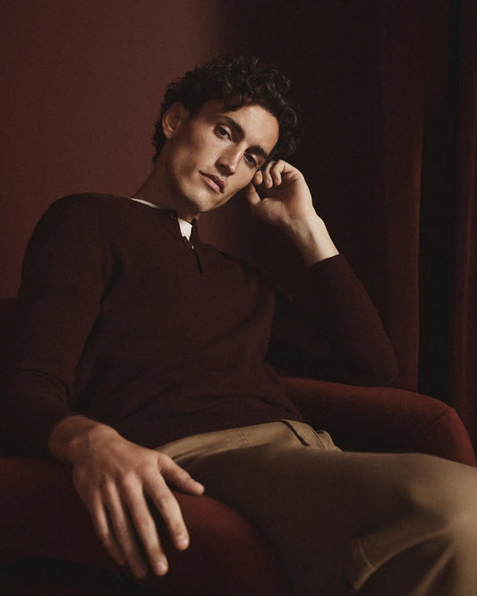 Mongolian Cashmere Henley Sweater - US 6020