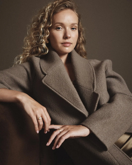 100% Merino Wool Shawl Collar Long Coat - US 4282