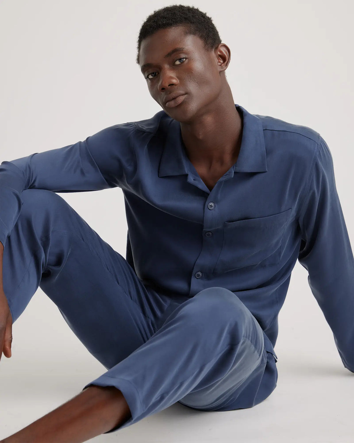 100% Washable Silk Button Down Pant Set - US 7101