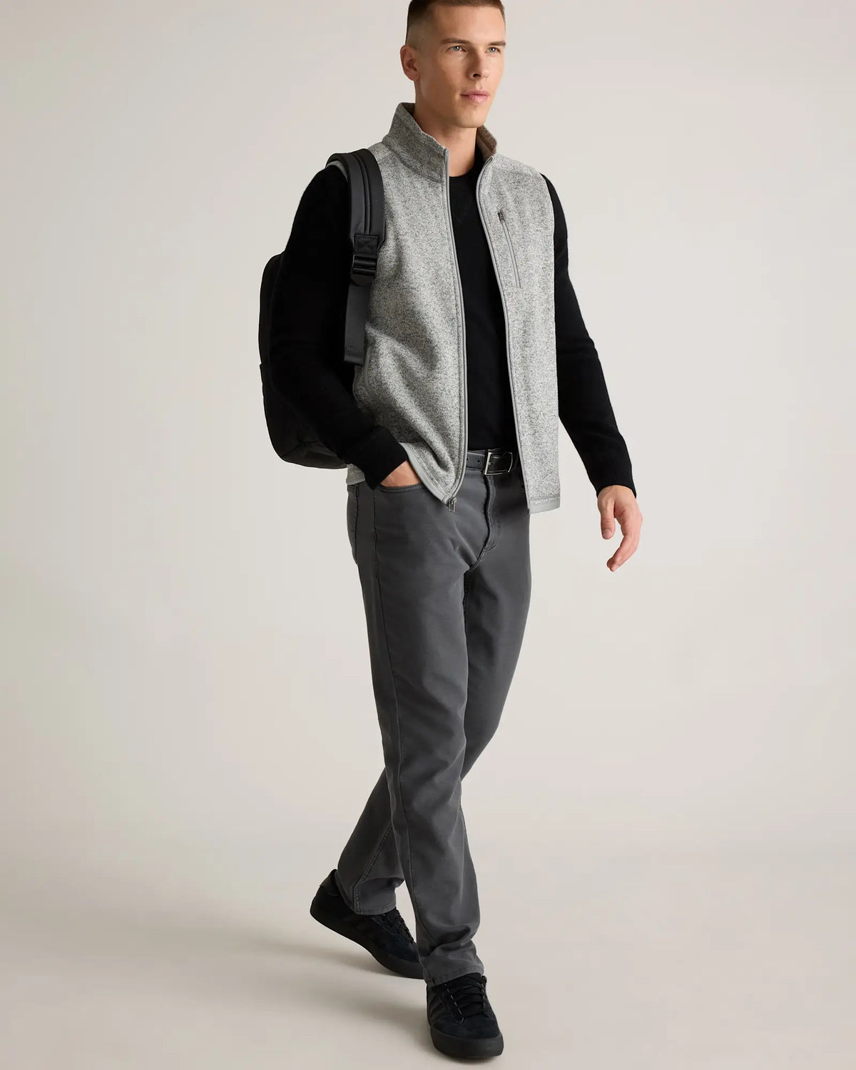 Sweater-Knit Fleece Full-Zip Vest - US 5810