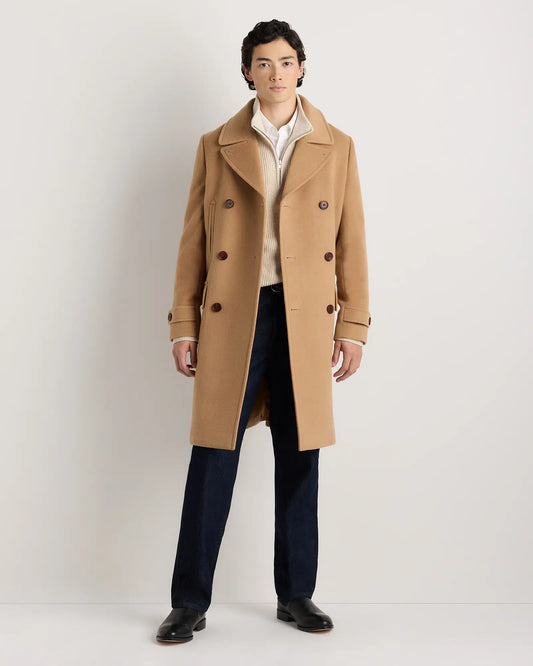 Wool Cashmere Double-Breasted Officer Topcoat - US 4007