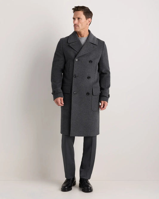 Wool Cashmere Double-Breasted Officer Topcoat - US 2387