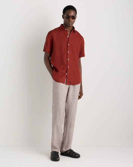 100% European Linen Relaxed Short Sleeve Shirt - US 4231