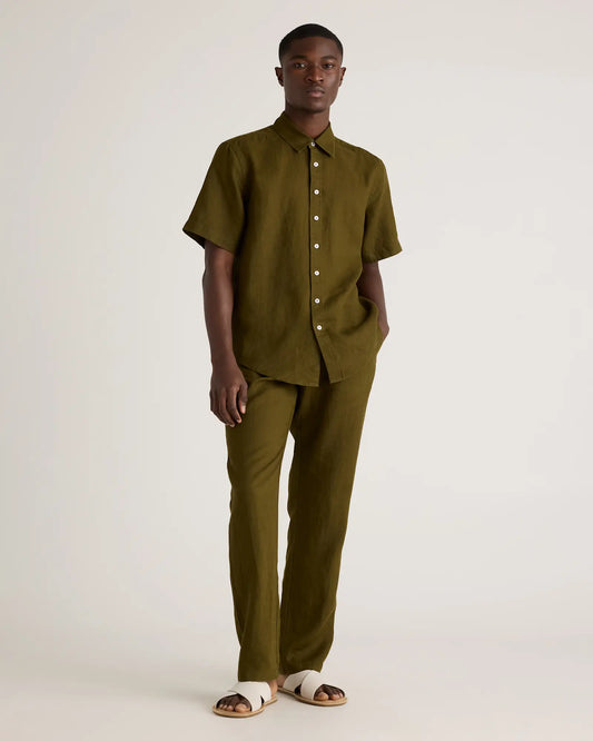 100% European Linen Relaxed Short Sleeve Shirt - US 0351