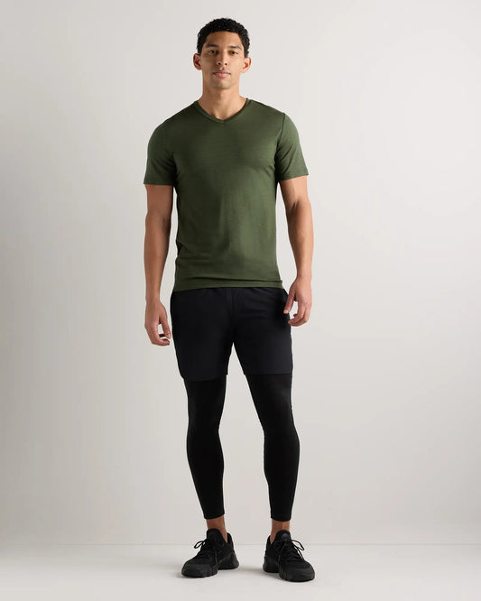 100% Merino Wool All-Season V-Neck Base Layer Tee - US 7153