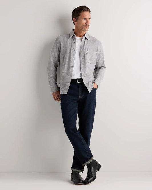 100% Organic Cotton Slub Long Sleeve Button Up Shirt - US 0438