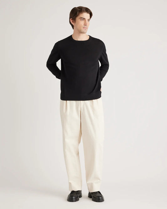 Organic Cotton-Silk Pique Crewneck Sweater - US 7445