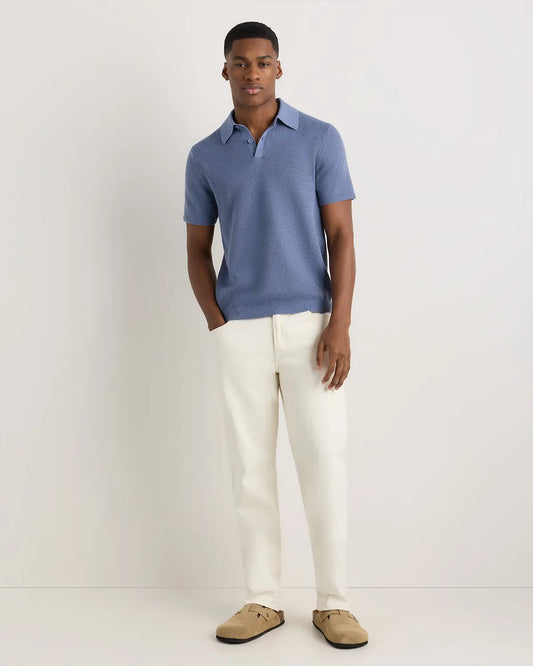 100% Organic Cotton Mesh-Stitch Sweater Polo - US 8783