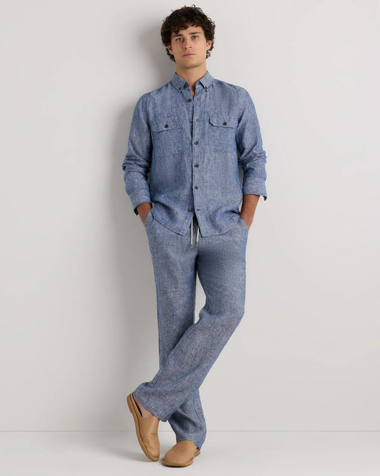 100% European Linen Drawstring Beach Pants - US 5500
