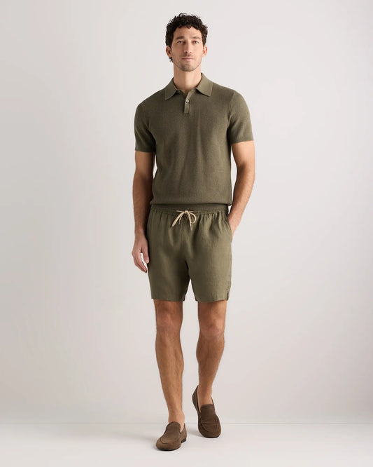 100% European Linen Drawstring Beach Shorts - 7" - US 8329