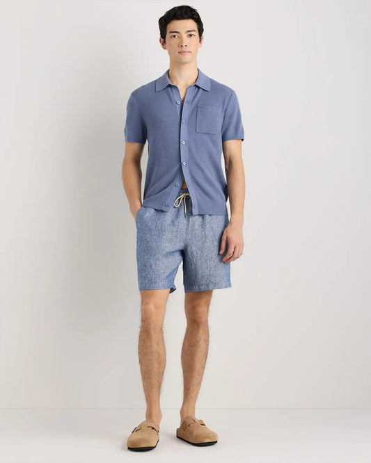 100% European Linen Drawstring Beach Shorts - 7" - US 6976
