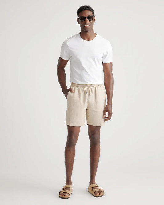 100% European Linen Drawstring Beach Shorts - 7" - US 7109