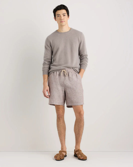 100% European Linen Drawstring Beach Shorts - 7" - US 4450