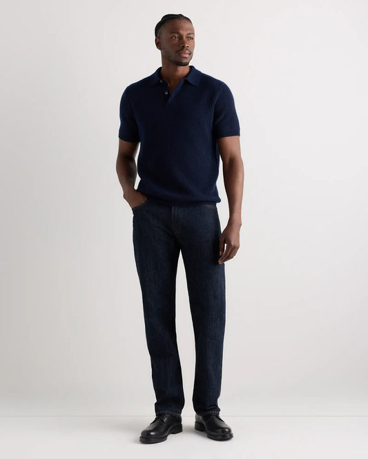 Mongolian Cashmere Waffle Short Sleeve Polo Sweater - US 6074