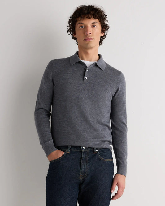 Worsted Merino Wool Polo Sweater - US 7895