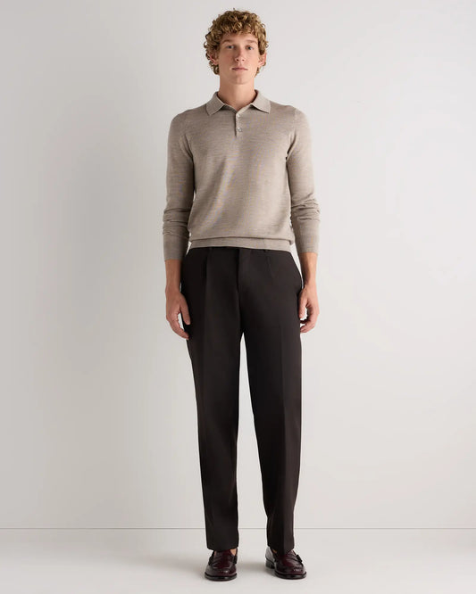 Worsted Merino Wool Polo Sweater - US 3933