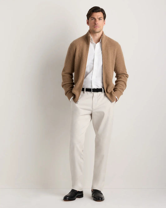 Mongolian Cashmere Fisherman Full Zip Sweater - US 2848