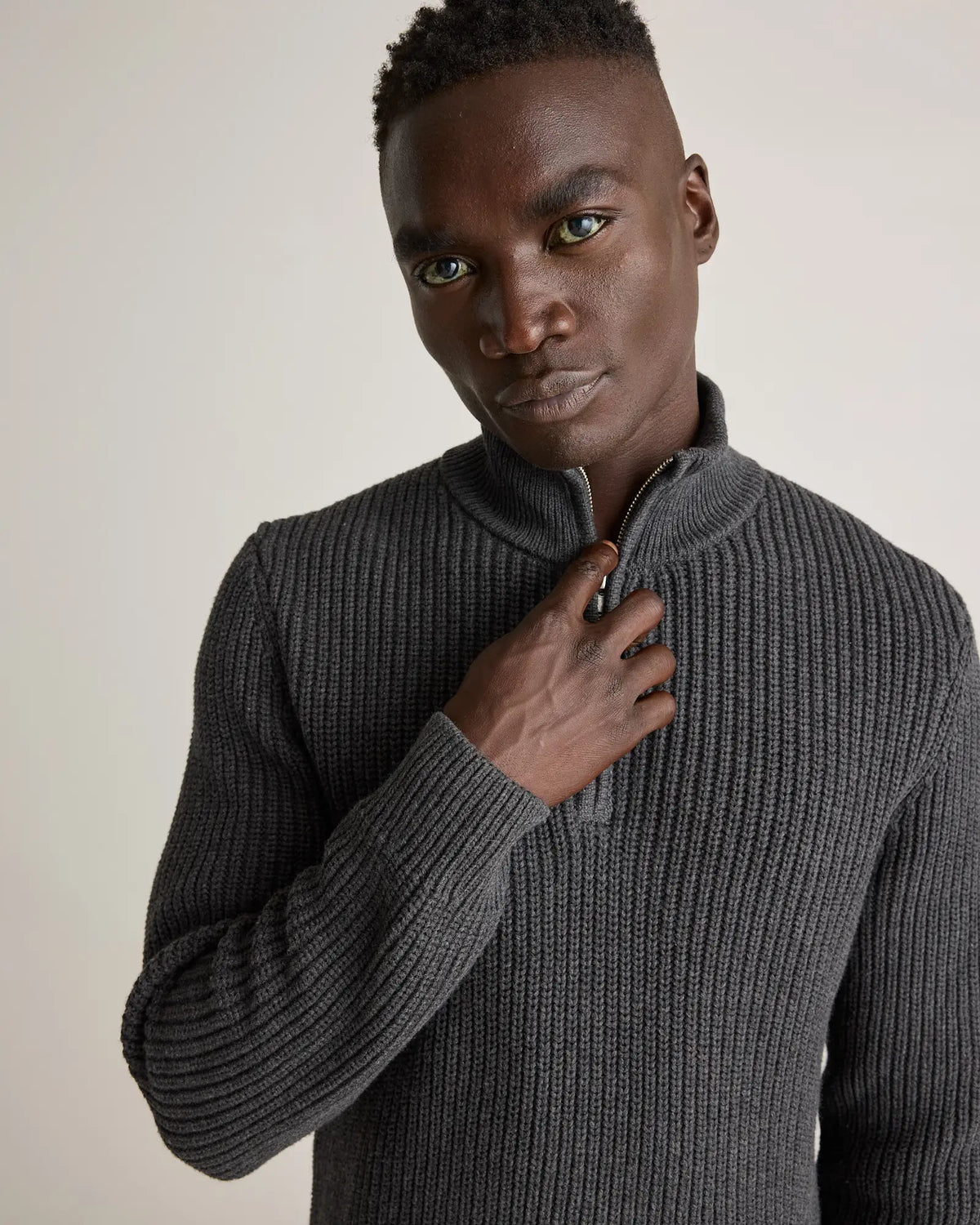 100% Organic Cotton Fisherman Quarter-Zip Sweater - US 3324