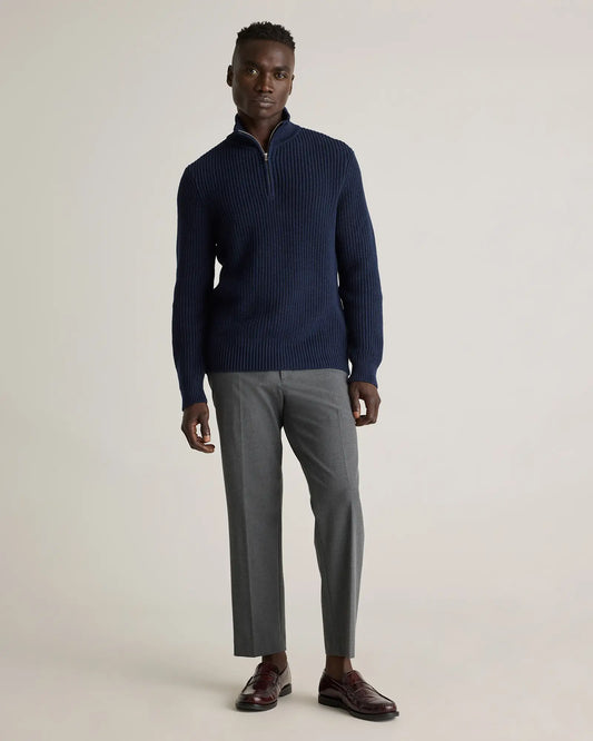 100% Organic Cotton Fisherman Quarter-Zip Sweater - US 0502