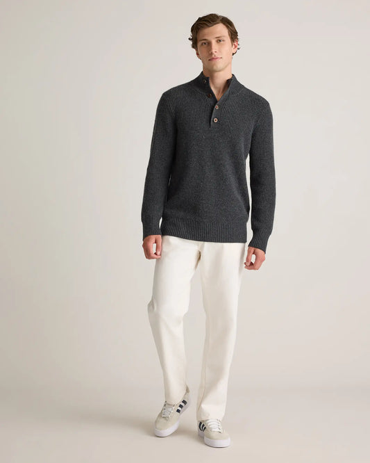 Mongolian Cashmere Waffle Quarter Button Sweater - US 4332