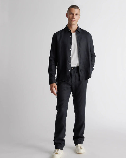 100% European Linen Relaxed Long Sleeve Shirt - US 3806