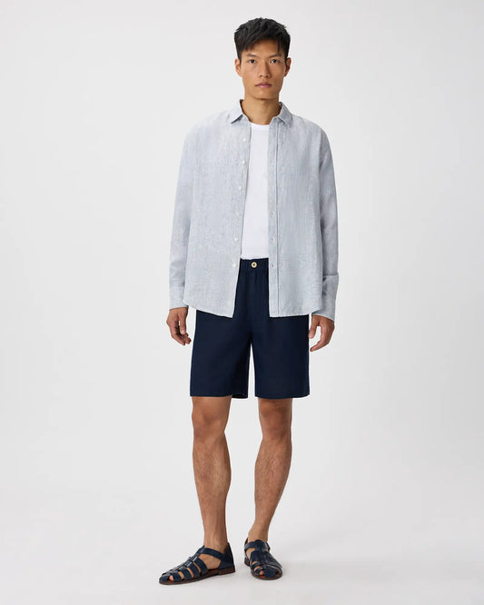 100% European Linen Relaxed Long Sleeve Shirt - US 9519