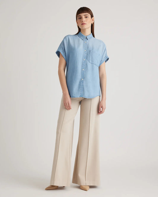 Chambray Tencel Short Sleeve Shirt - US 8936