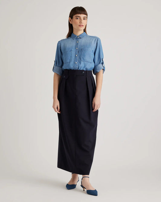 Chambray Tencel Long Sleeve Shirt - US 9355