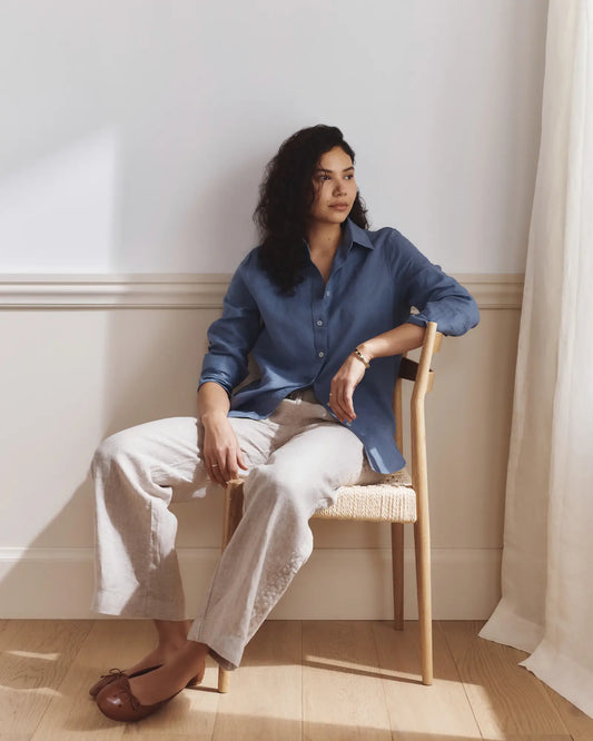 100% European Linen Long Sleeve Shirt - US 2677