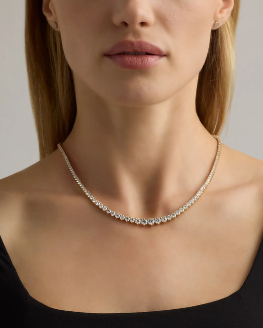 14K Gold Lab Grown Diamond Graduated Tennis Necklace - 16ctw - US 0925