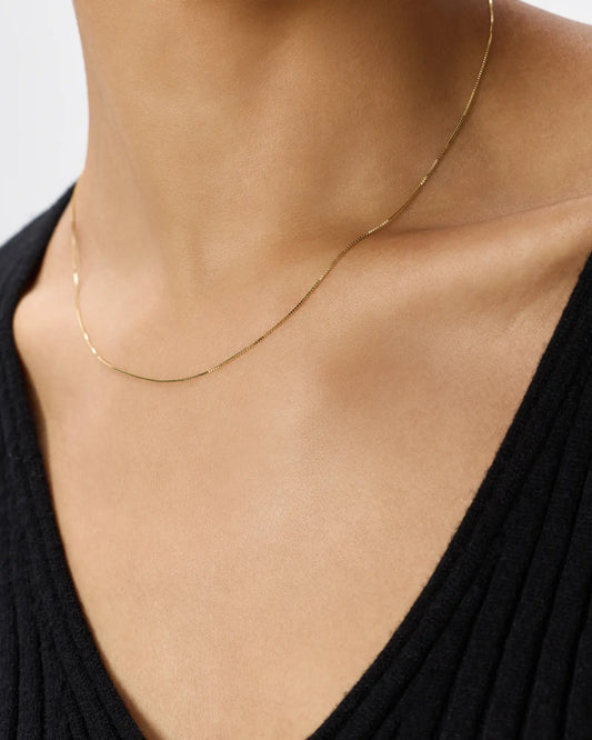 14K Gold Petite Box Chain Necklace - US 4017