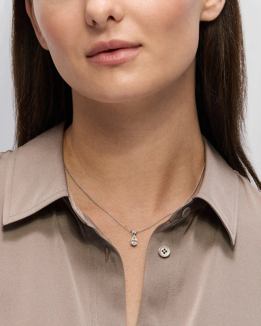 14K Gold Lab Grown Diamond Pear Solitaire Necklace - 1ctw - US 1755