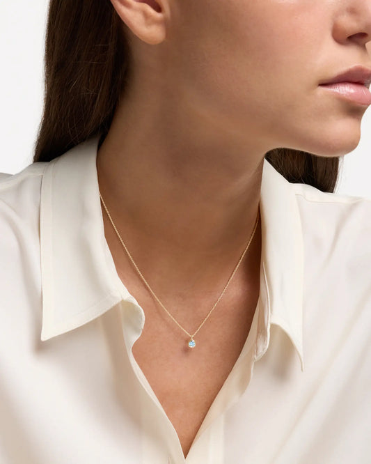 14K Gold Birthstone Solitaire Bezel Pendant - US 6675