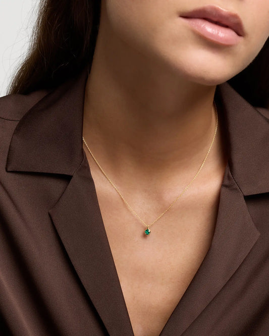 14K Gold Birthstone Solitaire Bezel Pendant - US 1682