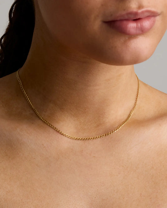 14K Gold Curb Chain Necklace - US 8002