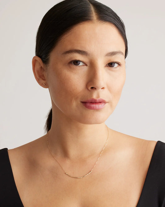 14K Gold Hammered Curve Necklace - US 6147