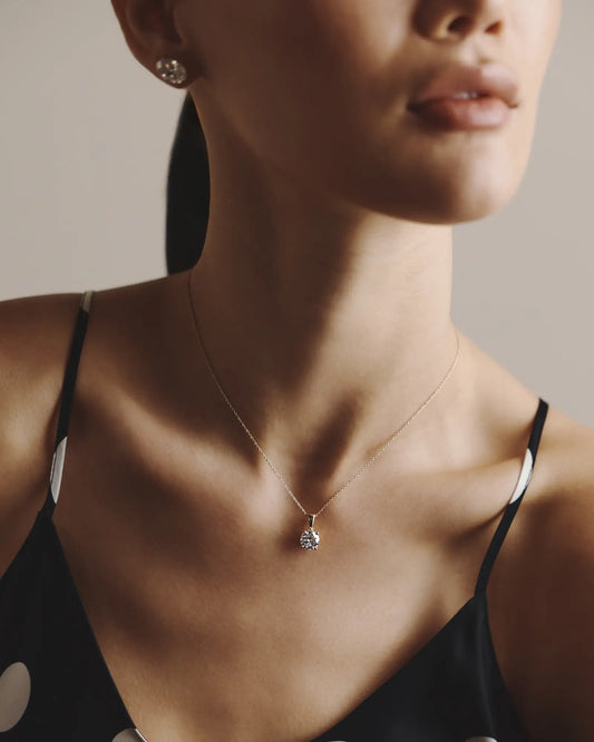 14k Gold Lab Grown Diamond Solitaire Pendant - 1ct - US 0647