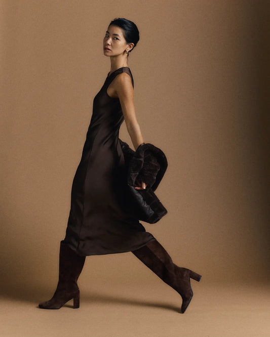 Italian Suede Block Heel Boots - US 7653