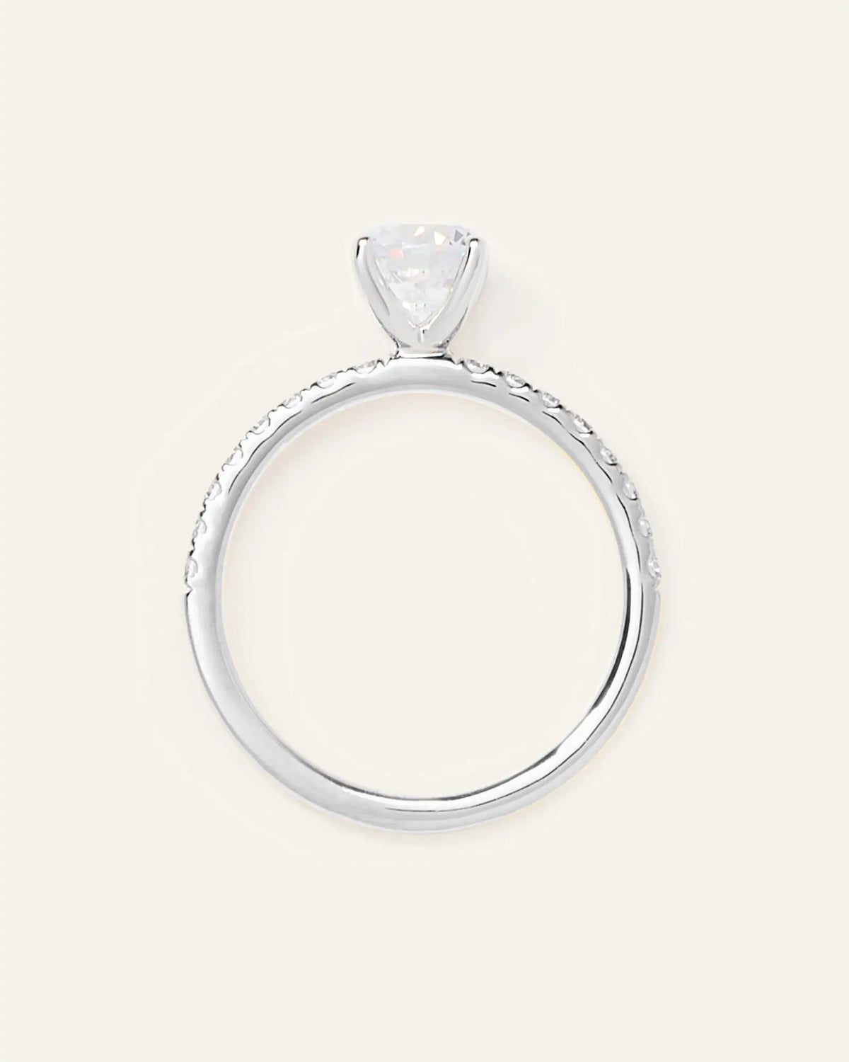 Lab Grown Diamond Round Petite Pave Engagement Ring - 1ct - US 5307