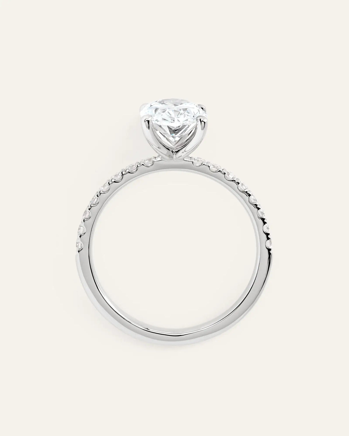 Lab Grown Diamond Oval Petite Pave Engagement Ring - 2ct - US 1895