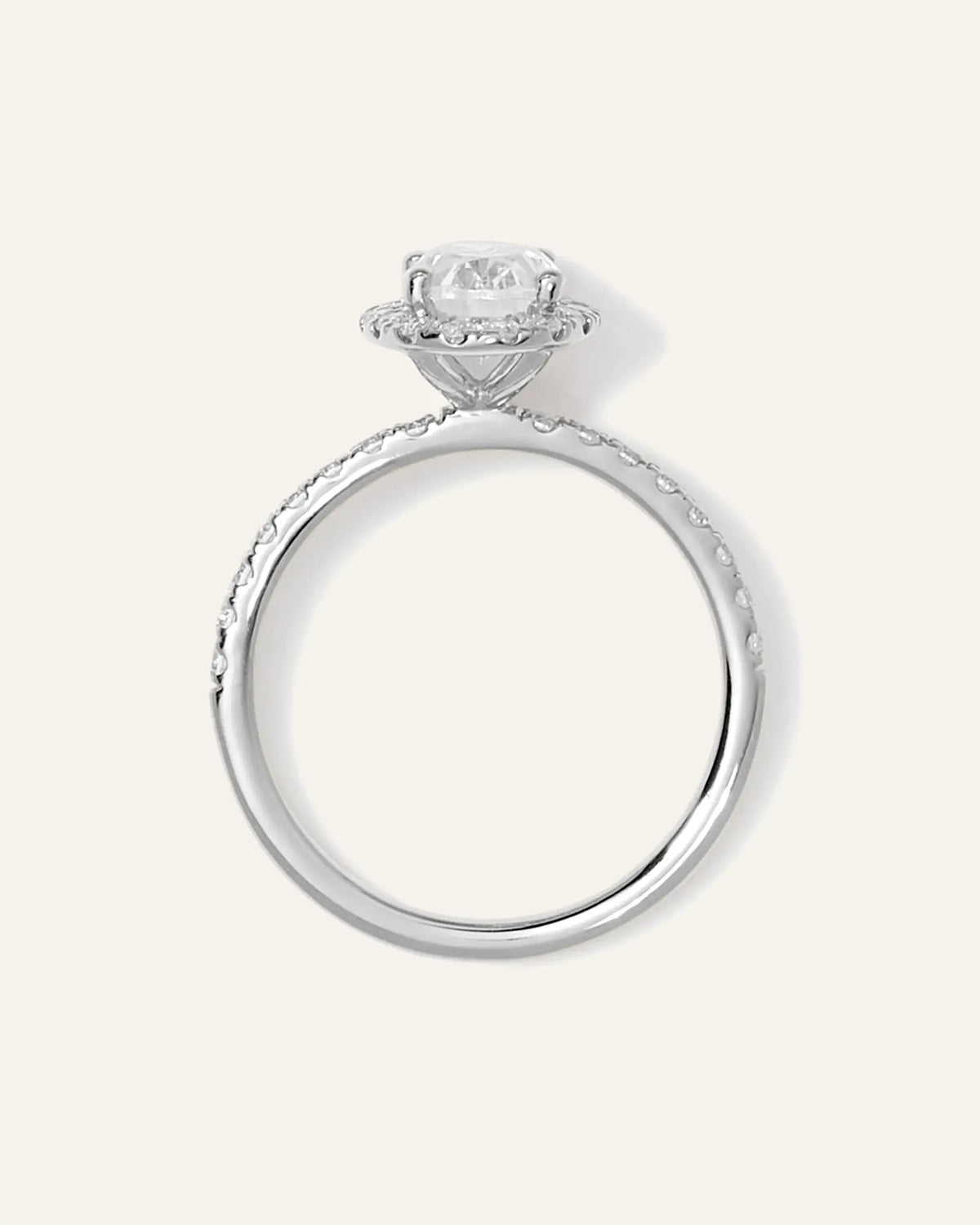 Lab Grown Diamond Oval Halo Pave Engagement Ring - 1ct - US 3505