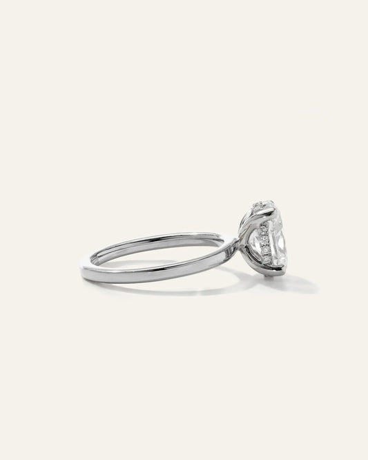 Lab Grown Diamond Oval Petite Hidden Halo Engagement Ring - 2ct - US 7428